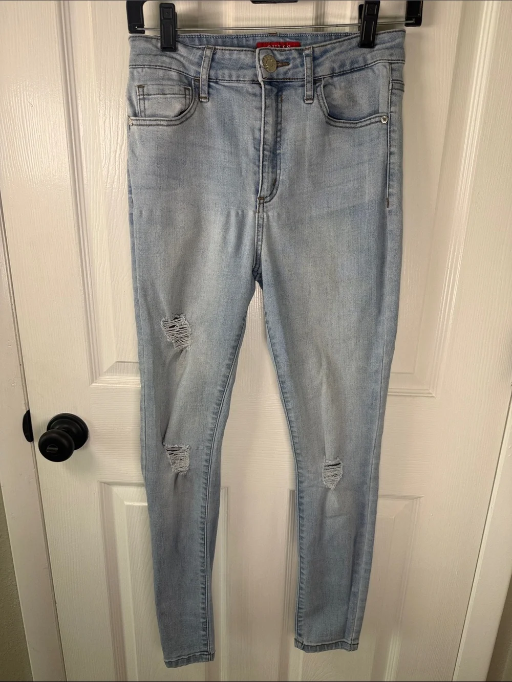 Guess Light Blue Distressed Skinny Jeans Size 6